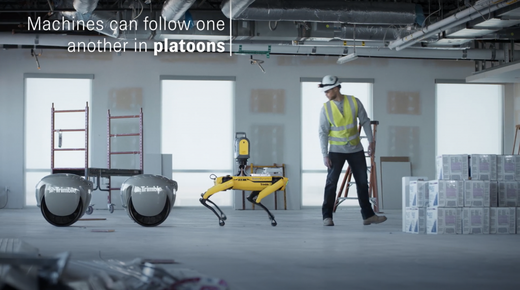 Trimble Piaggio robots in construction