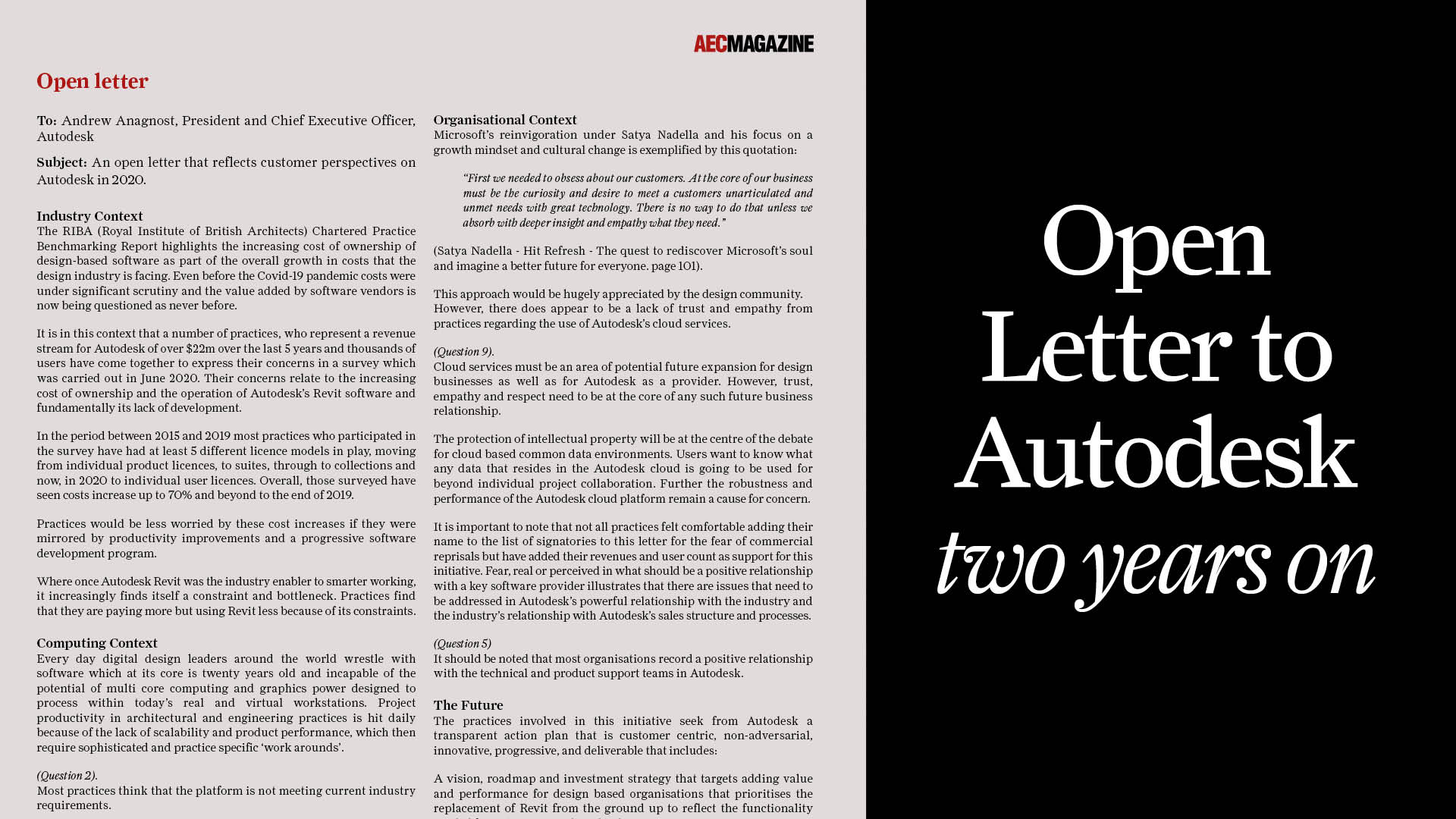 The Open Letter to Autodesk: two years on - AEC Magazine