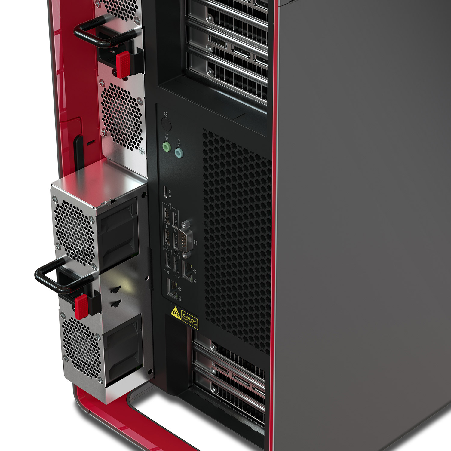 ThinkStation PX with two rear hot-swappable 1,850W PSUs
